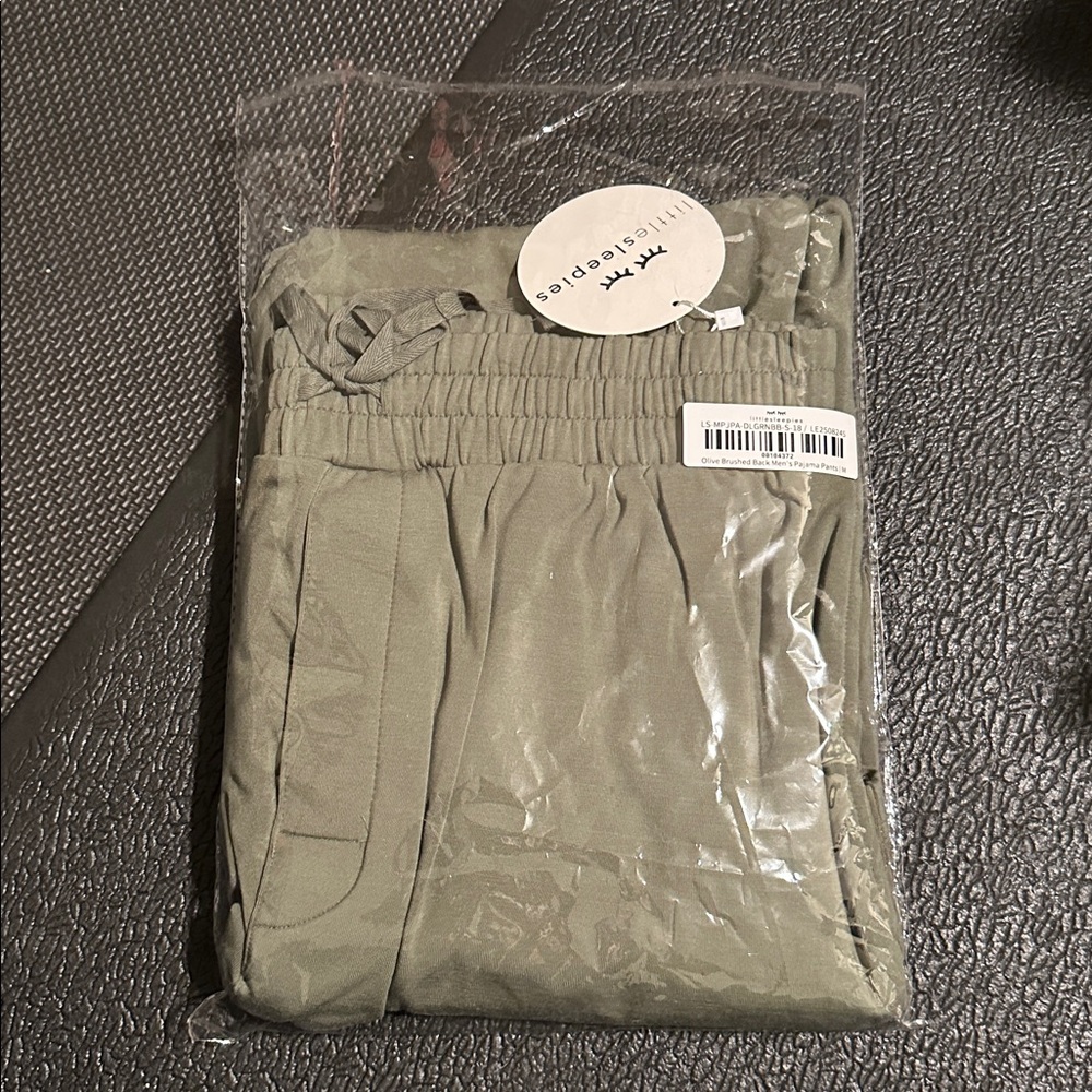 LITTLE SLEEPIES Men’s olive brushed back BAMBOO PAJAMA PANTS - size medium